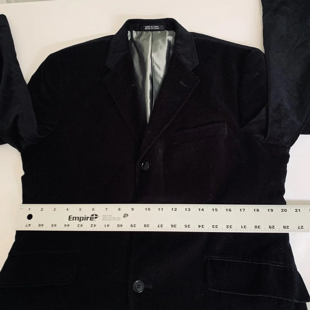 J. Ferrar Velvet Blazer Sport Coat Men M 38-40 Black Dark Academia Luxe Holiday